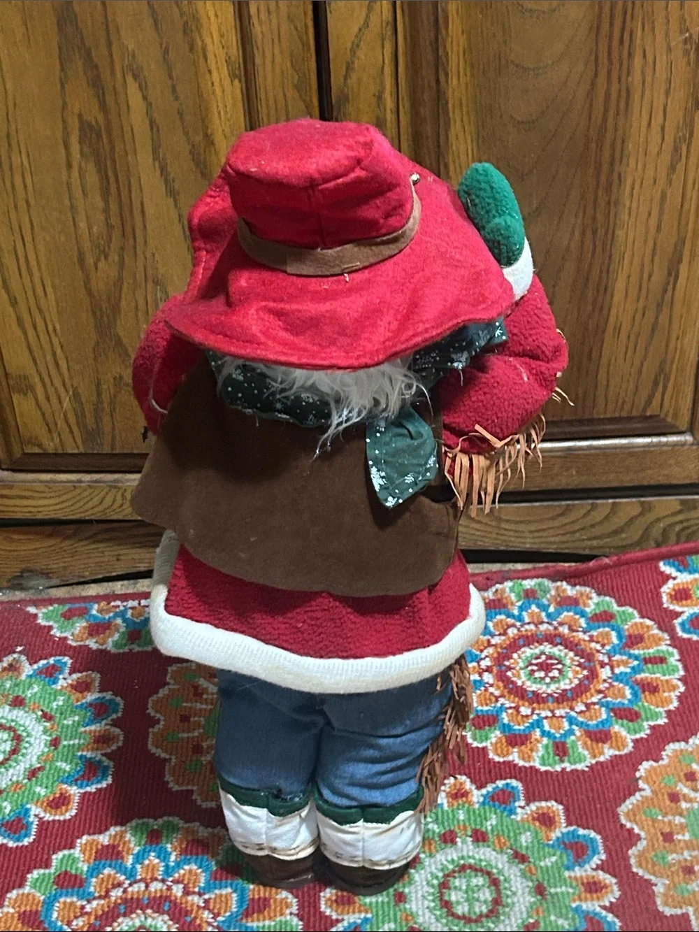 Festive Red Santa with Reindeer Holiday Décor NWOT 22” Tall